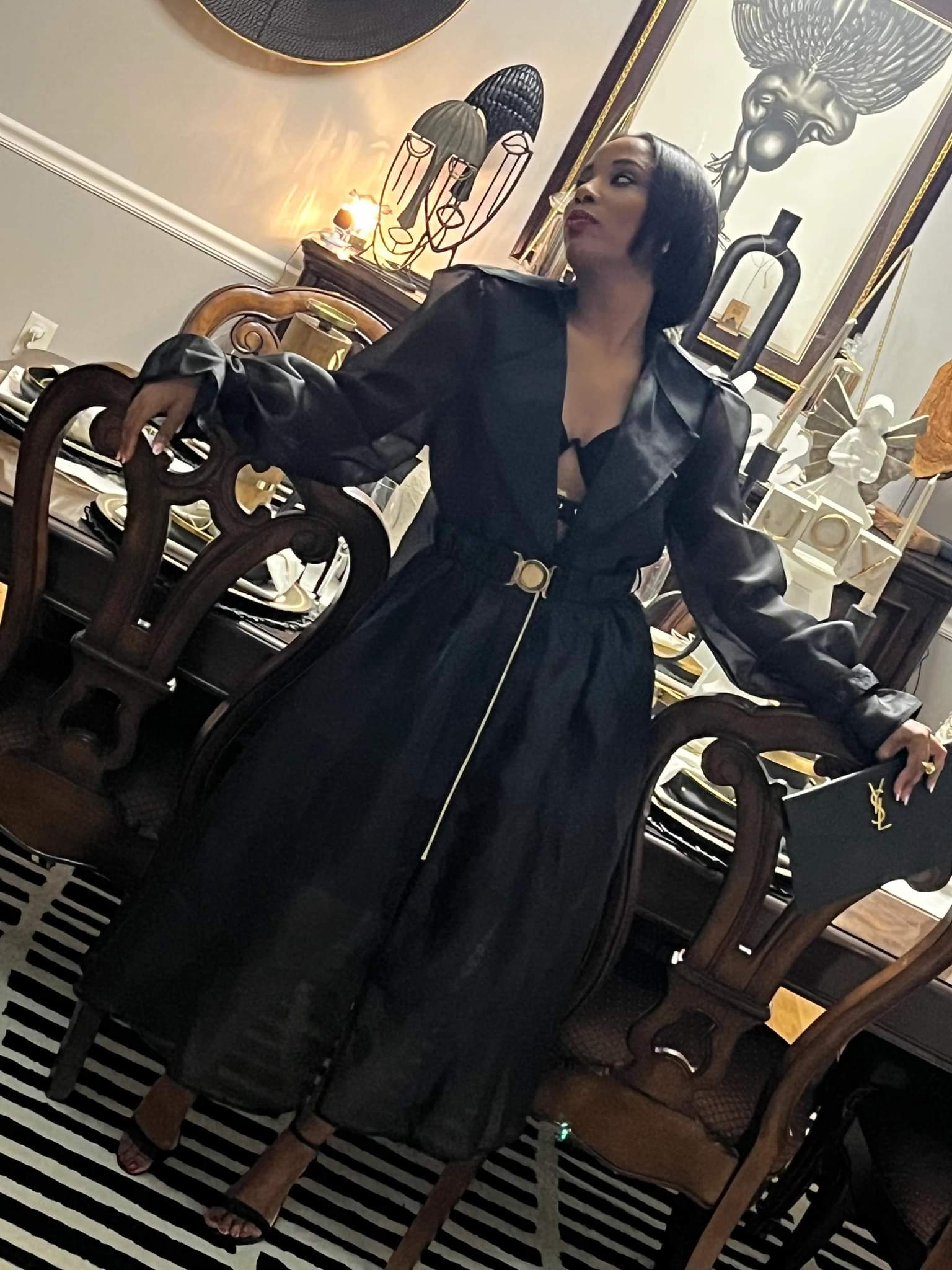 sheer black dress jacket Embellished Sheer Jacket in Black