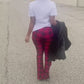Chicago-RED PLAID HIGH WAIST PANTS