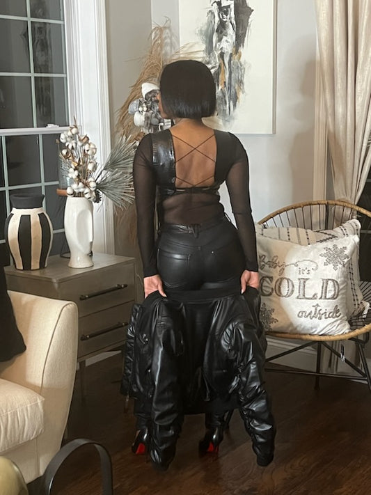 Harlem-BLACK PU SKINNY JEANS