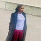 Chicago-RED PLAID HIGH WAIST PANTS