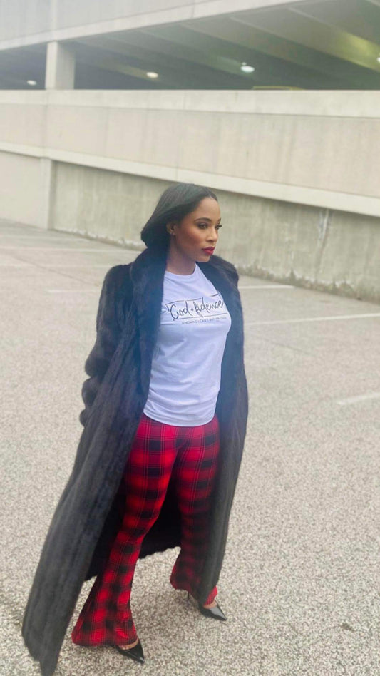 Chicago-RED PLAID HIGH WAIST PANTS